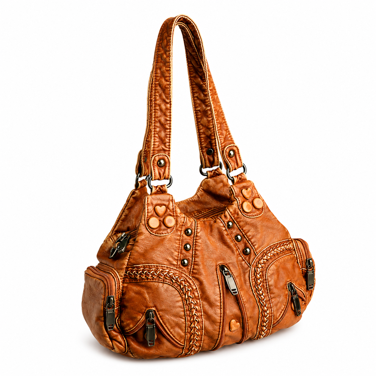 Light brown leather handbag