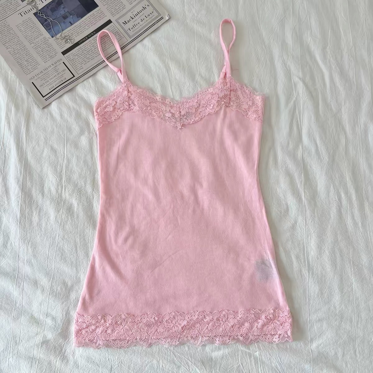 Striped Lace-trim cami