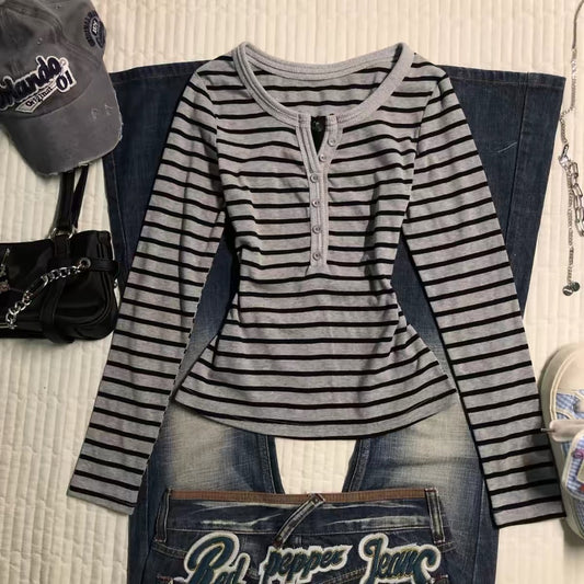 striped henley long sleeve