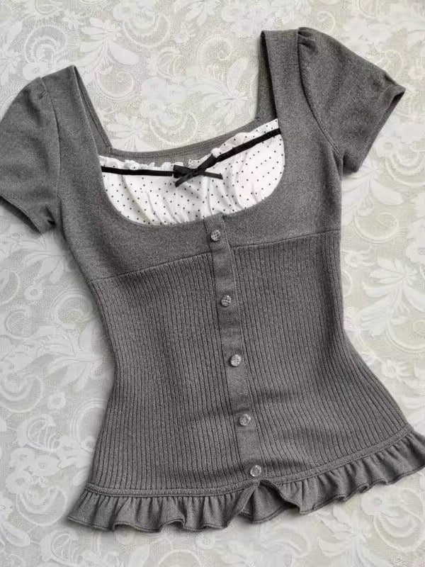 Grey baby doll top
