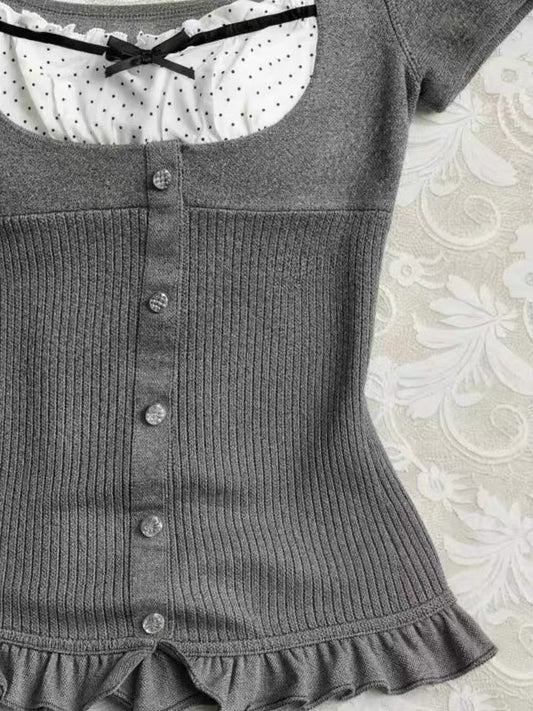 Grey baby doll top