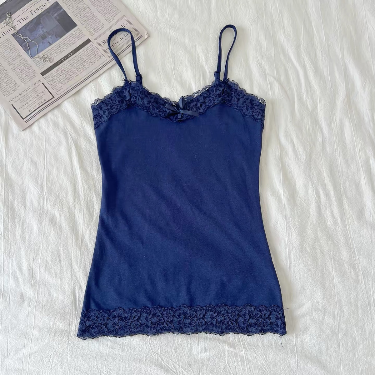 Striped Lace-trim cami