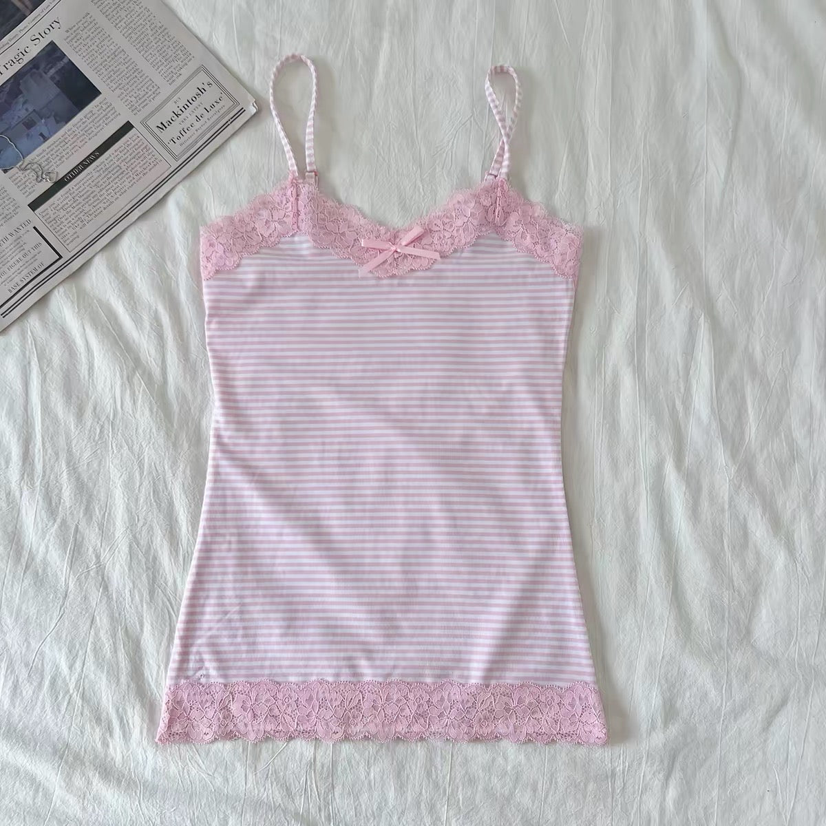Striped Lace-trim cami