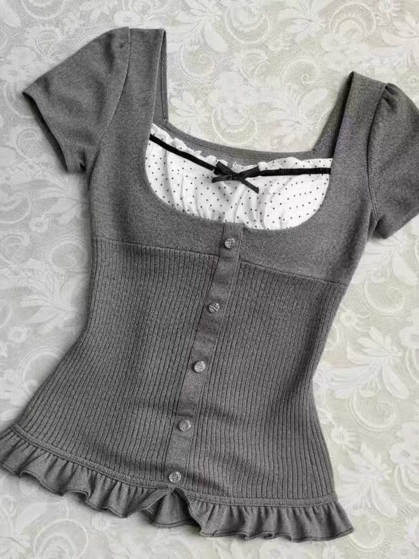 Grey baby doll top