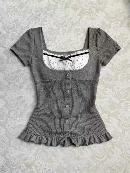 Grey baby doll top