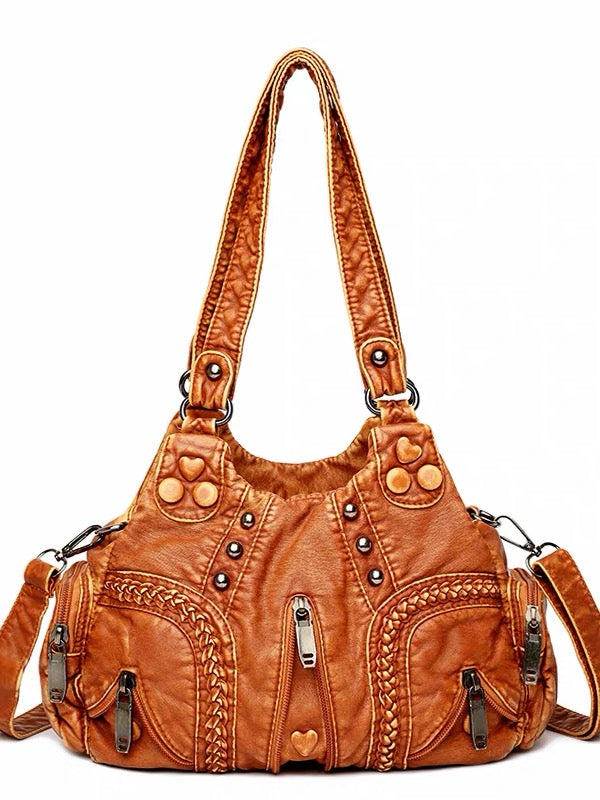 Light brown leather handbag
