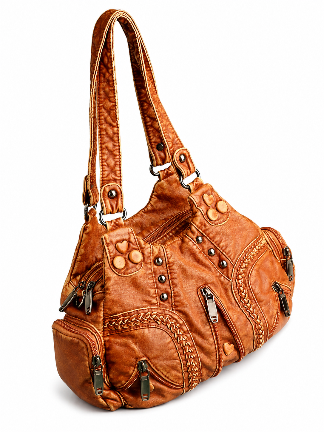 Light brown leather handbag